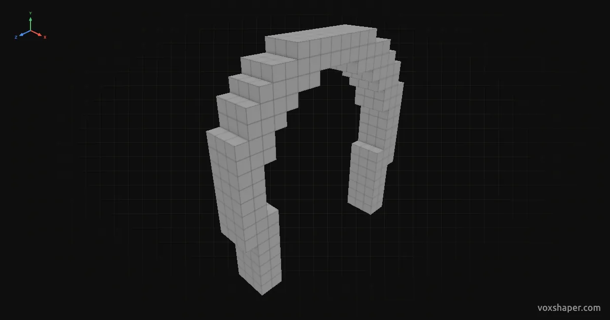 Arco de herradura de Minecraft hecho de bloques completos en la vista previa 3D de VoxShaper