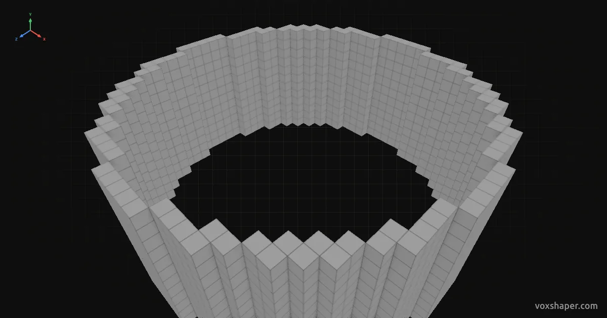 Minecraft cylinder made of full blocks in the VoxShaper 3D preview