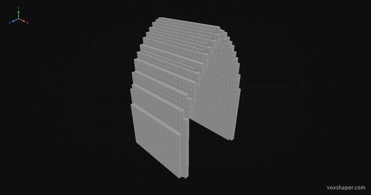 Minecraft-Gewölbe mit Treppen und Stufen geglättet in der 3D-Vorschau von VoxShaper