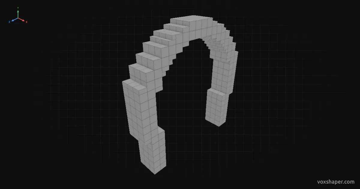 Minecraft-Hufeisenbogen mit Treppen und Stufen geglättet in der 3D-Vorschau von VoxShaper