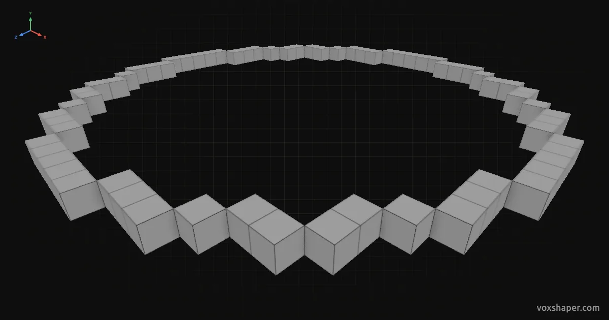 Minecraft-Kreis mit Stufen geglättet in der 3D-Vorschau von VoxShaper
