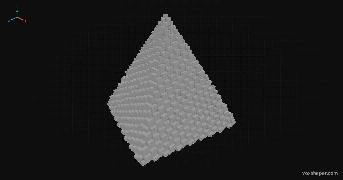 Pirámide de Minecraft hecha de bloques completos en la vista previa 3D de VoxShaper
