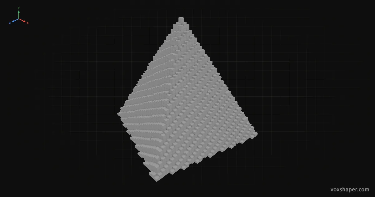 Pirámide de Minecraft suavizada con escaleras en la vista previa 3D de VoxShaper