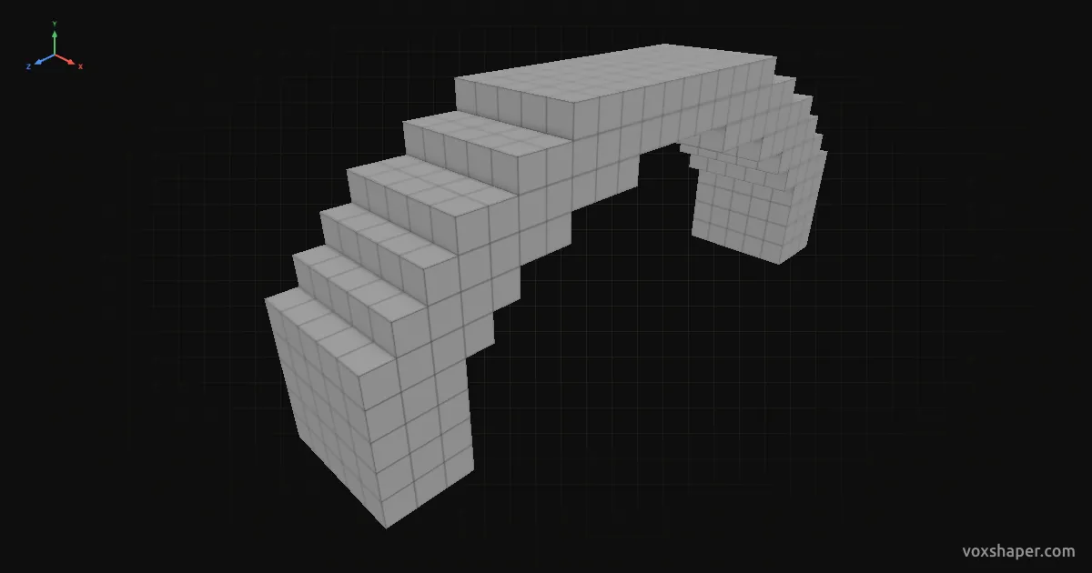 Minecraft segmental arch made of full blocks in the VoxShaper 3D preview