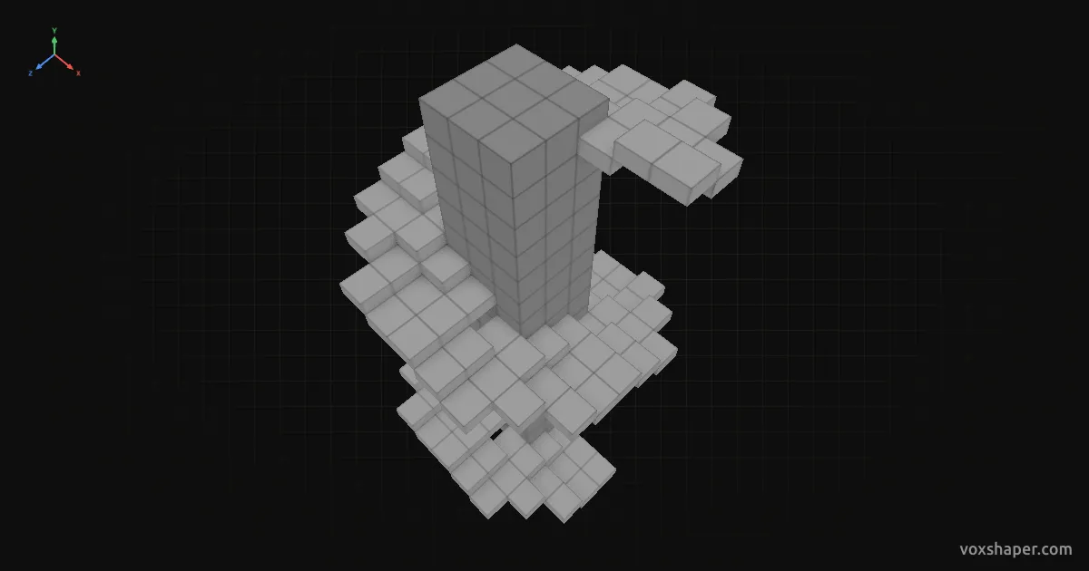 Minecraft spiral staircase of half slabs in the VoxShaper 3D preview
