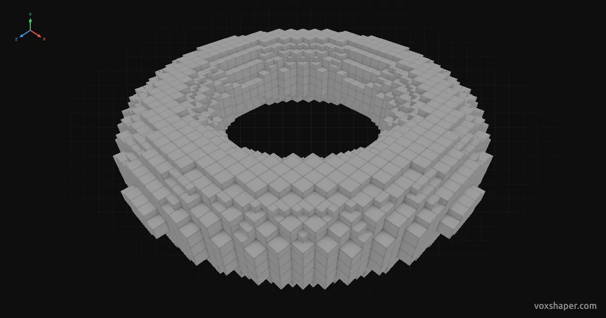 Minecraft-Torus mit Treppen und Stufen geglättet in der 3D-Vorschau von VoxShaper