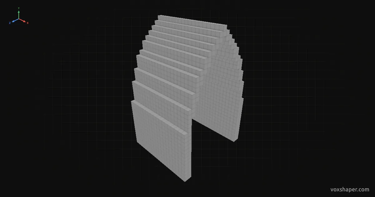 Minecraft vault made of full blocks in the VoxShaper 3D preview