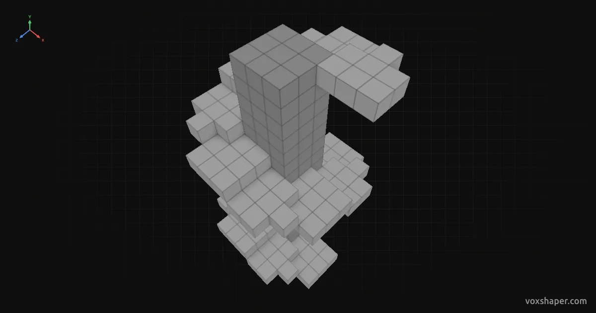 Minecraft-Wendeltreppe aus Vollblöcken um eine Spindel in der 3D-Vorschau von VoxShaper