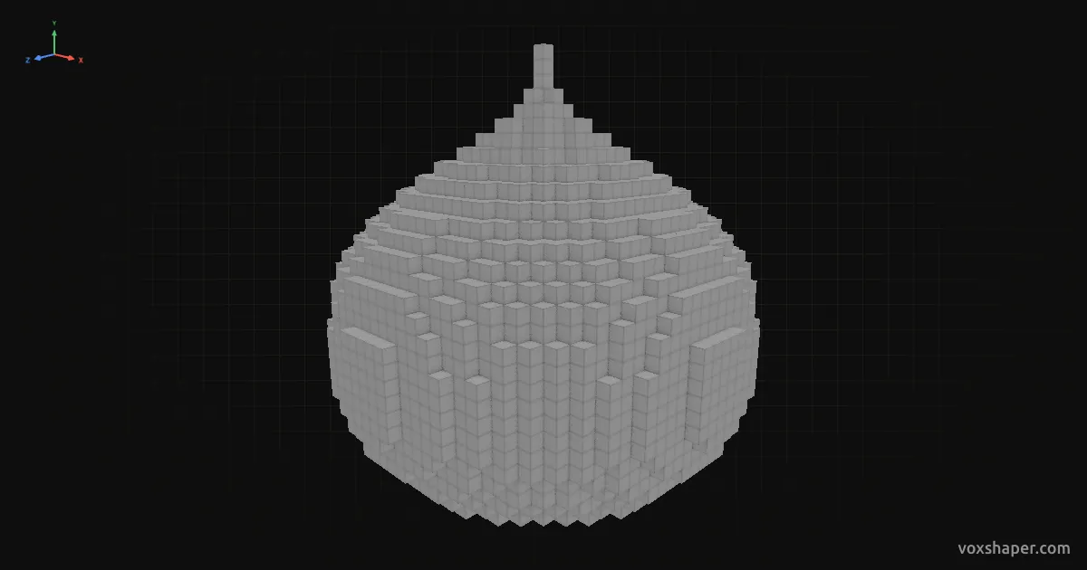Minecraft-Zwiebelkuppel nur aus Vollblöcken in der 3D-Vorschau von VoxShaper